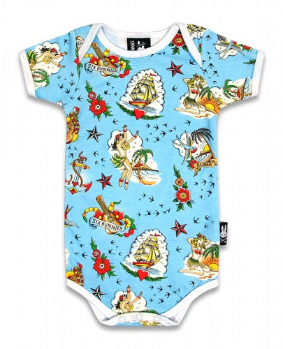 Six Bunnies Aloha Sailor Onesie Mad Hatter Ink