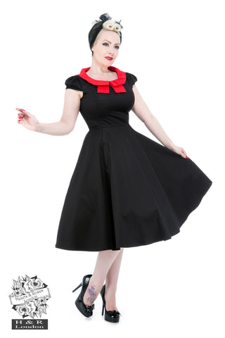 Hearts & Roses Siobhan Black Red Bow Neck Long Dress