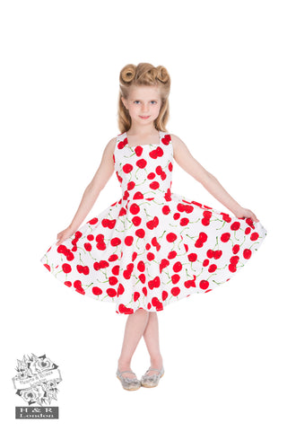 Hearts & Roses White Bombshell Cherry Swing Dress (KIDS)