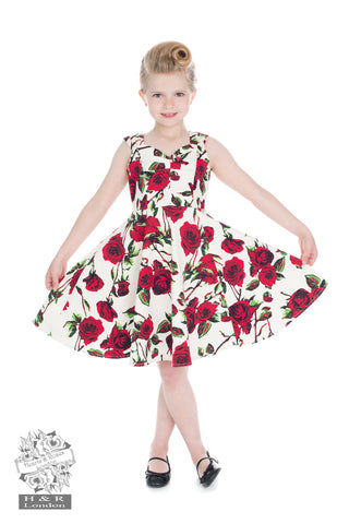 Hearts & Roses 50s Ditsy Rose Floral Summer Dress Kids