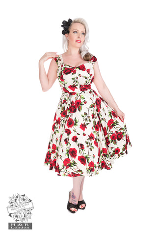 Hearts & Roses 50s Ditsy Rose Floral Summer Dress