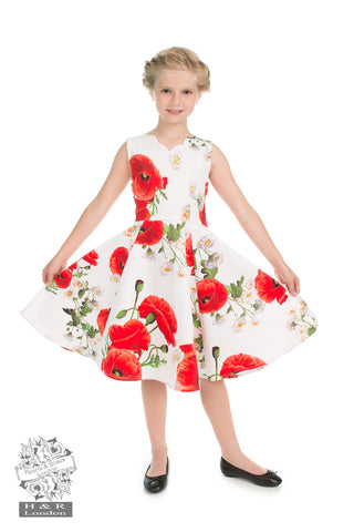 Hearts & Roses Opium Poppy Floral Kids Dress