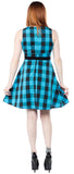 Sourpuss Swallows Buffalo Plaid Dress in Blue
